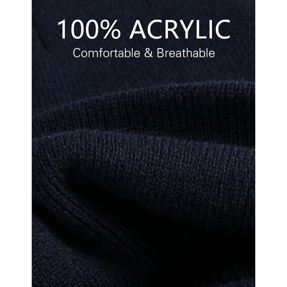 Men and Women Navy Blue Acrylic Stretchy Daily Knit Warm Winter Beanie Hats - Picture 3 of 7